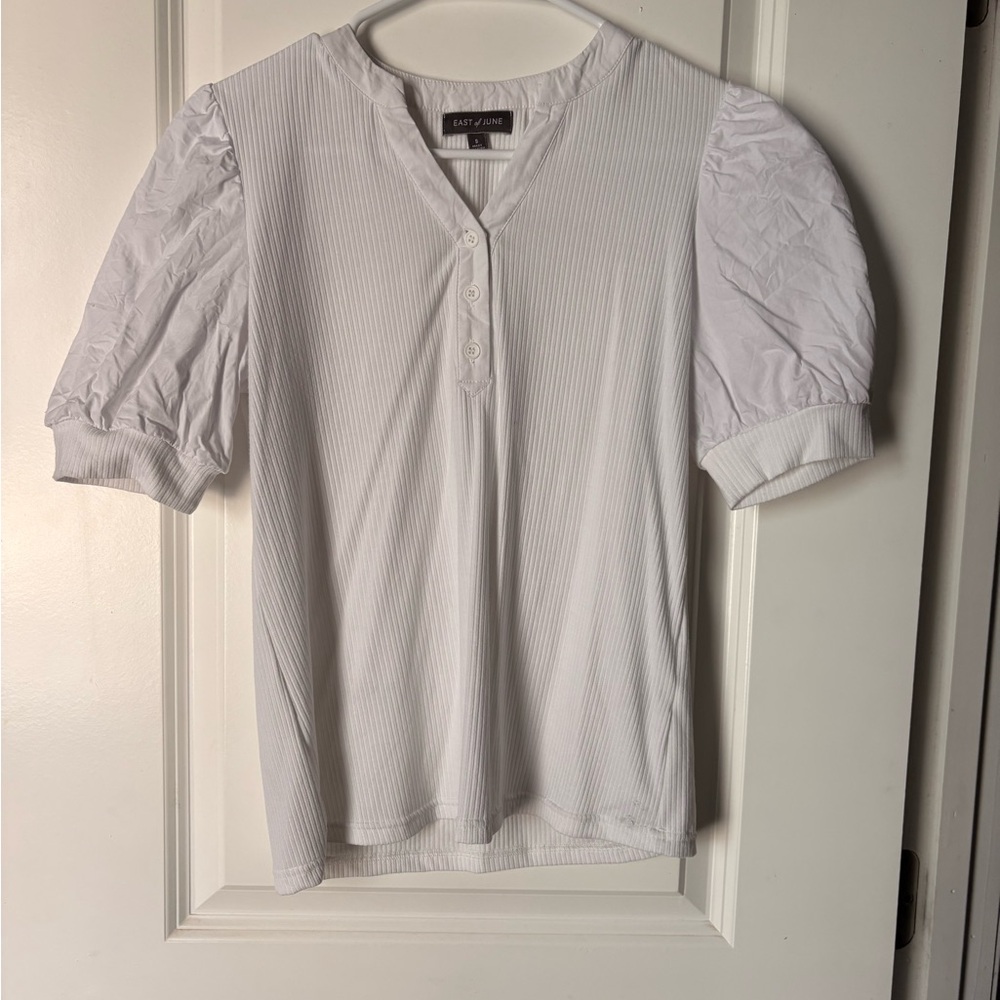 Elegant White Blouse with Puff Sleeves